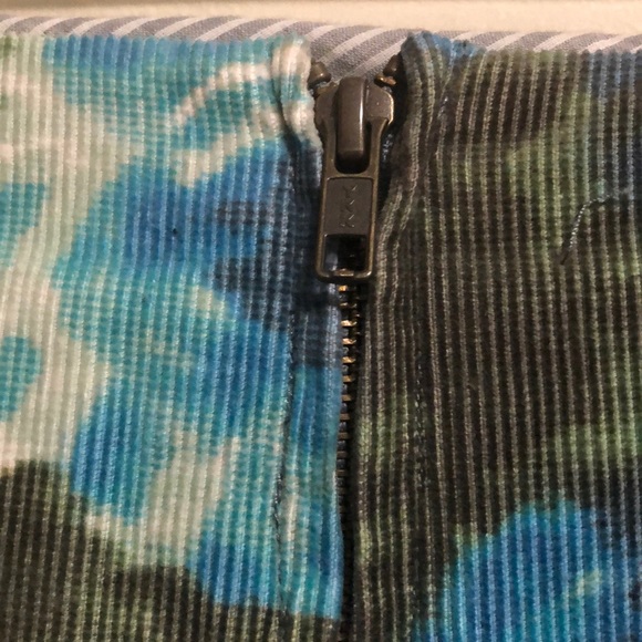 Anthropology Corduroy Skirt Postmark Floral SZ 4 Blue Green - Picture 4 of 5